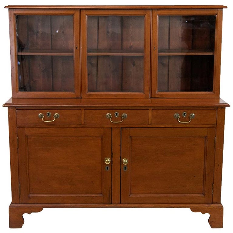 English Pine Step Back Cabinet For Sale