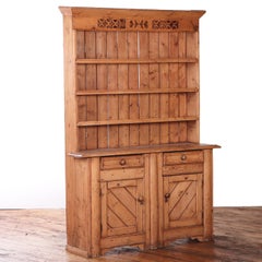 English Pine Stepback Dresser Bookcase, One Piece, 19th C.