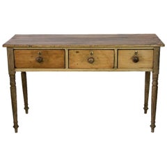 English Pine Three-Drawer Side Table