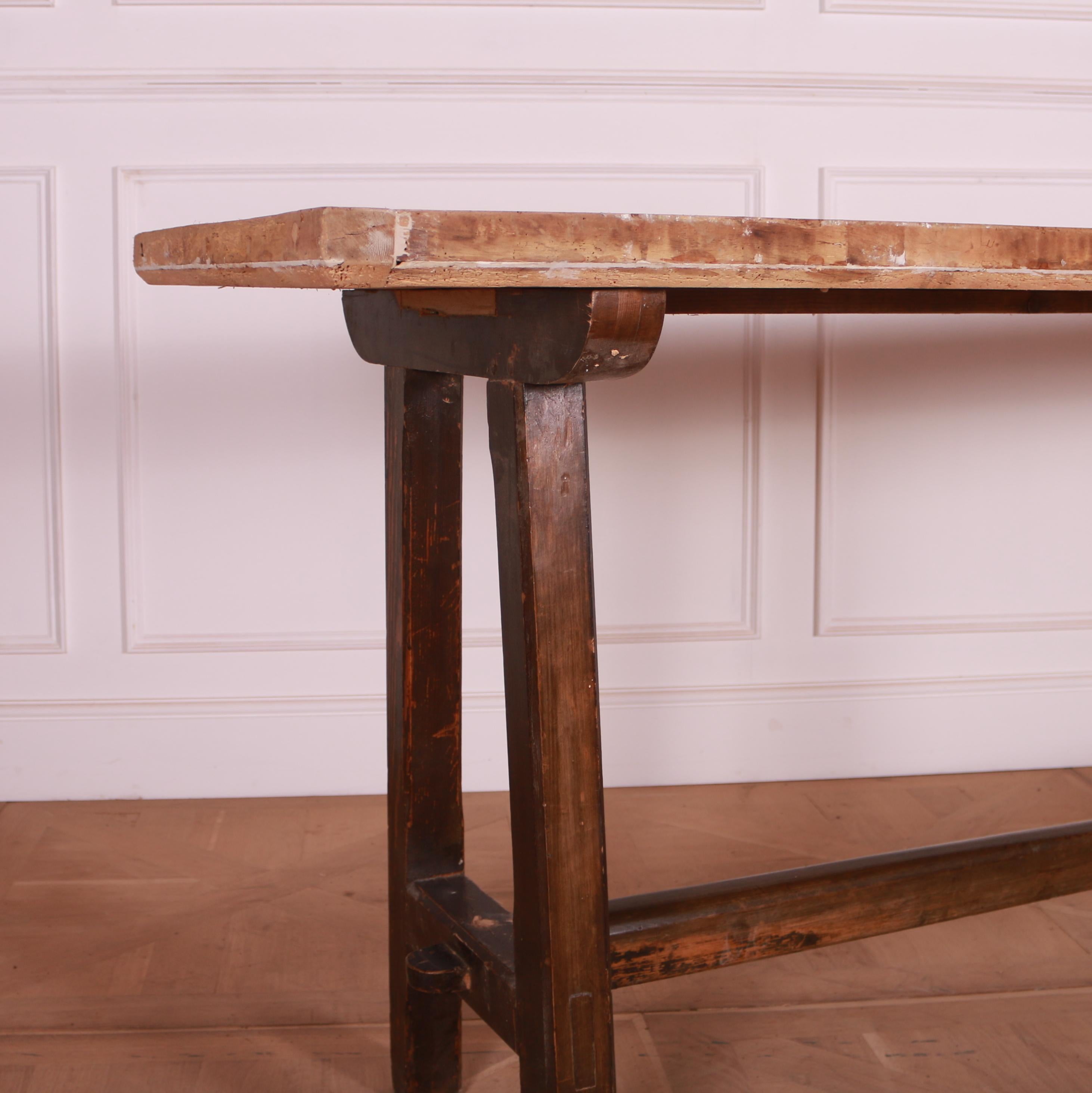 Victorian English Pine Trestle Table For Sale