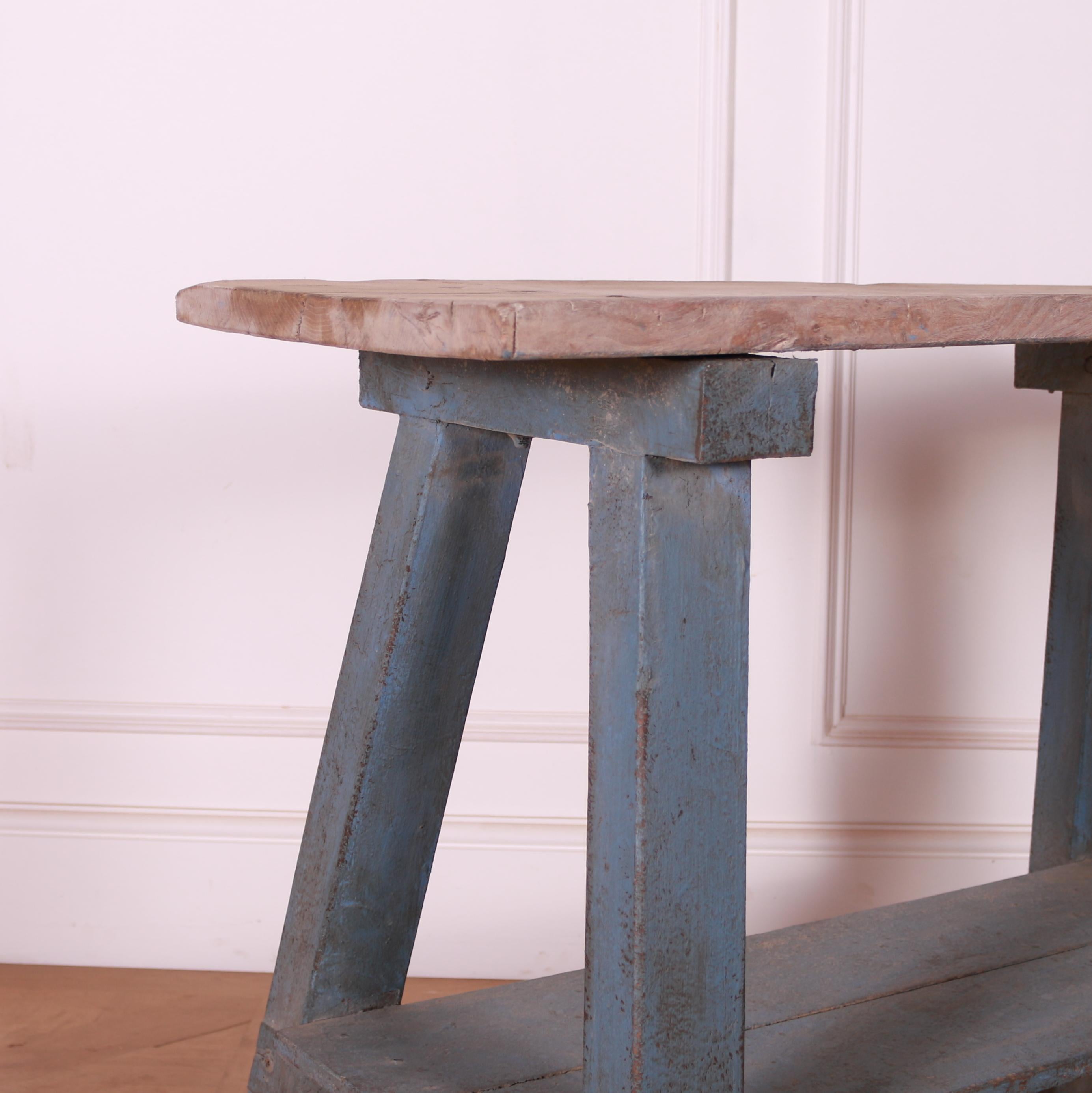 Victorian English Pine Trestle Table For Sale
