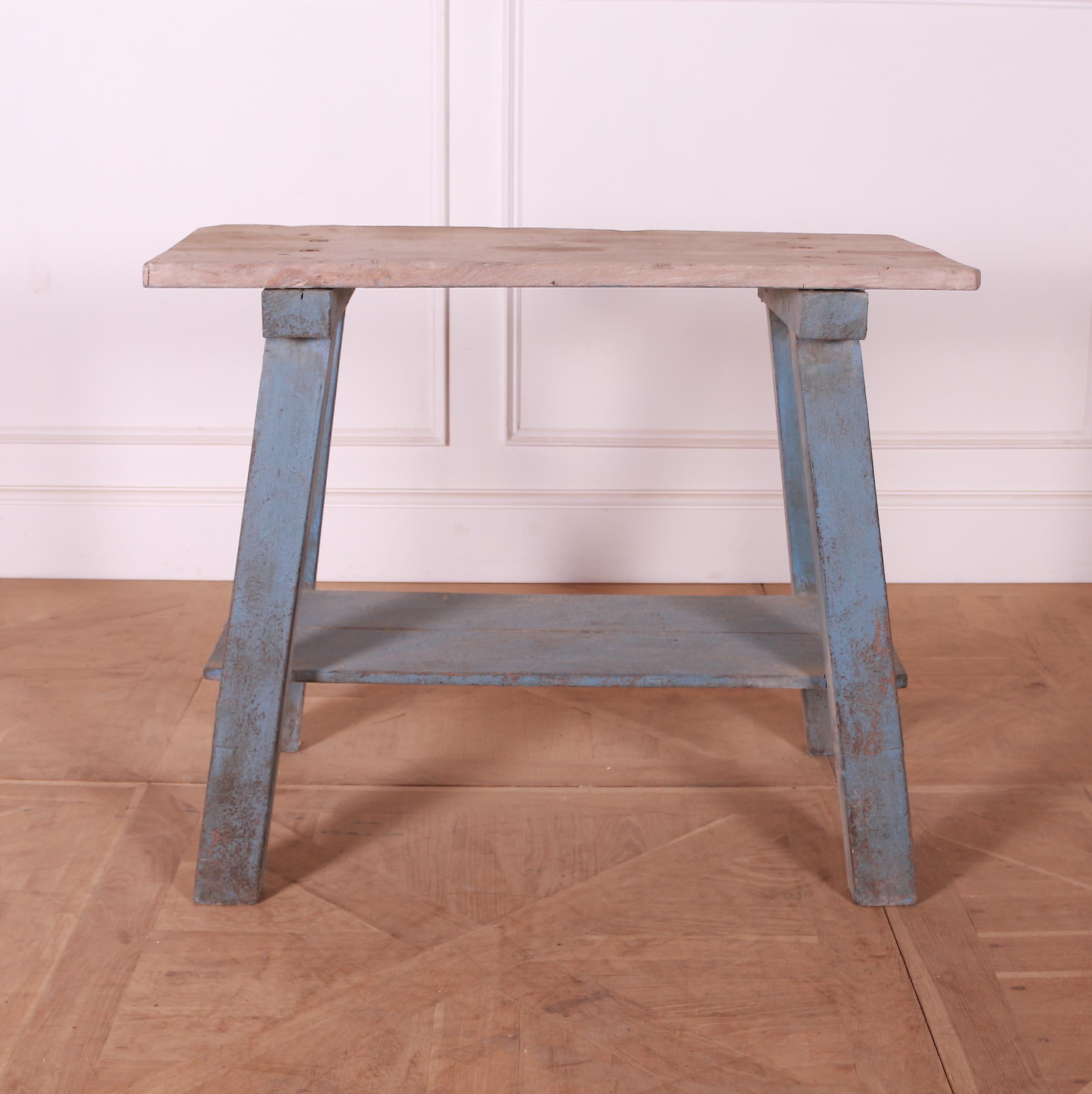 Painted English Pine Trestle Table For Sale