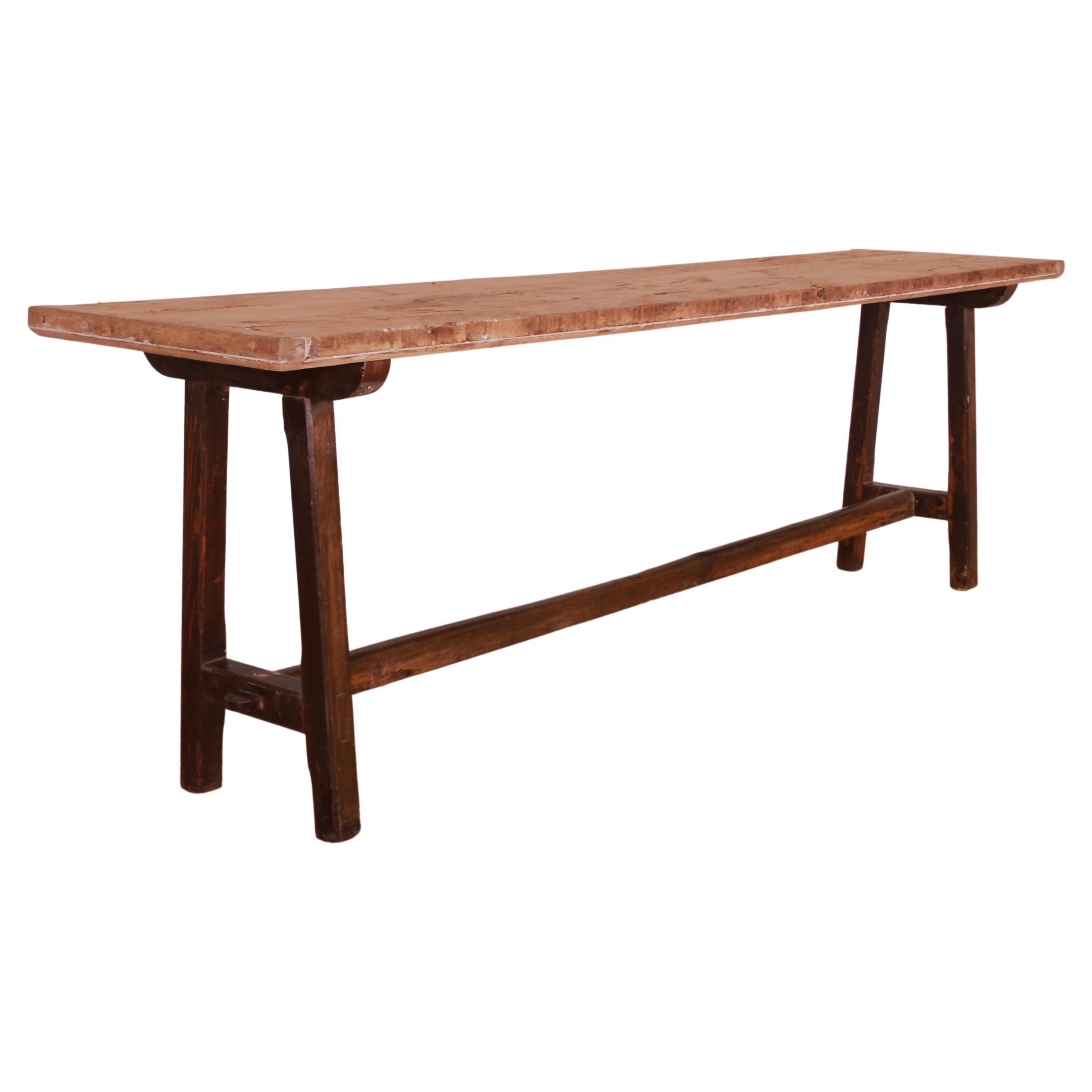 English Pine Trestle Table For Sale