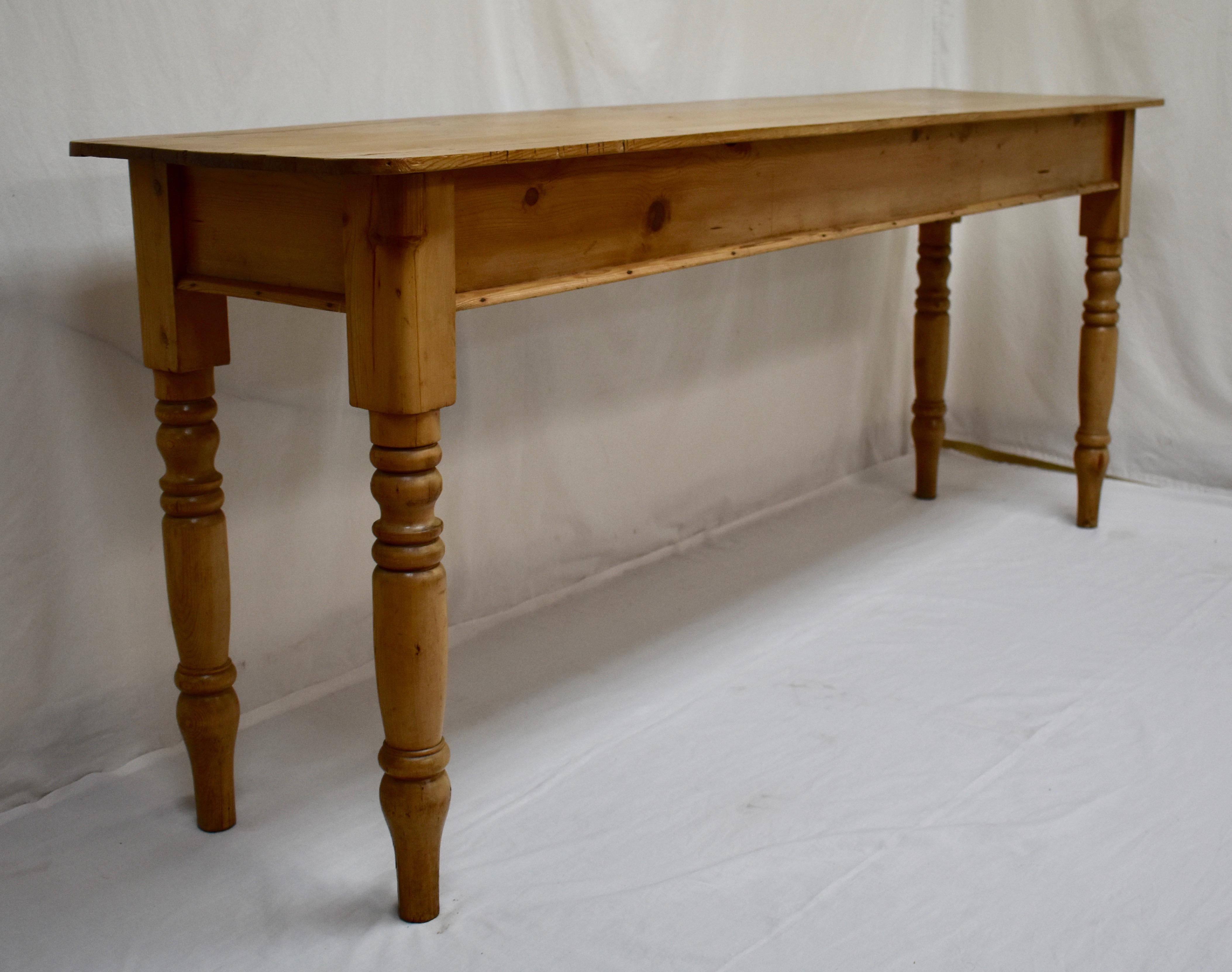 Polished English Pine Turned Leg Side Table