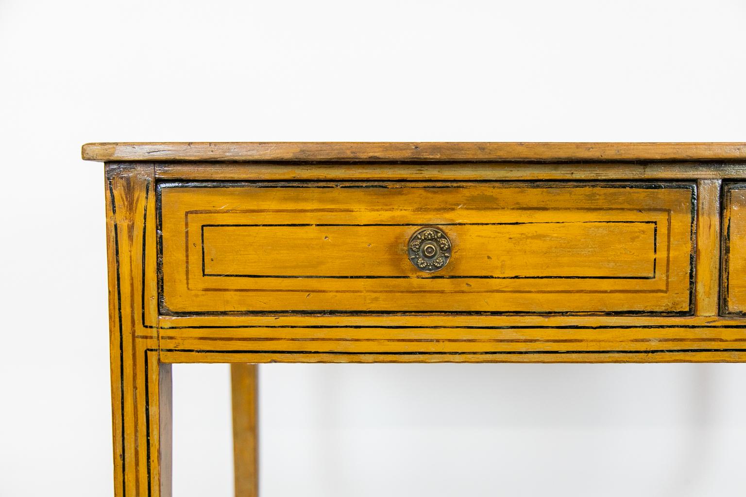 English Pine Two-Drawer Painted Side Table In Good Condition For Sale In Wilson, NC