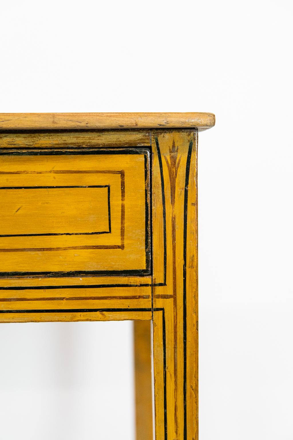 Early 19th Century English Pine Two-Drawer Painted Side Table For Sale