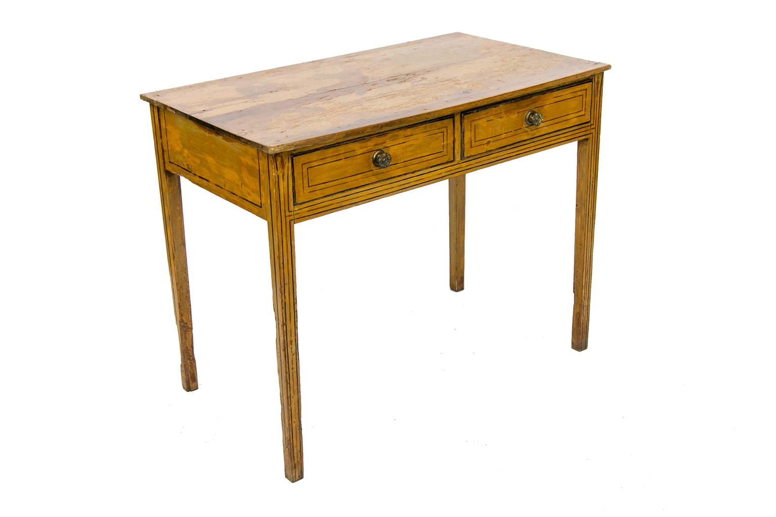 English Pine Two-Drawer Painted Side Table For Sale 2