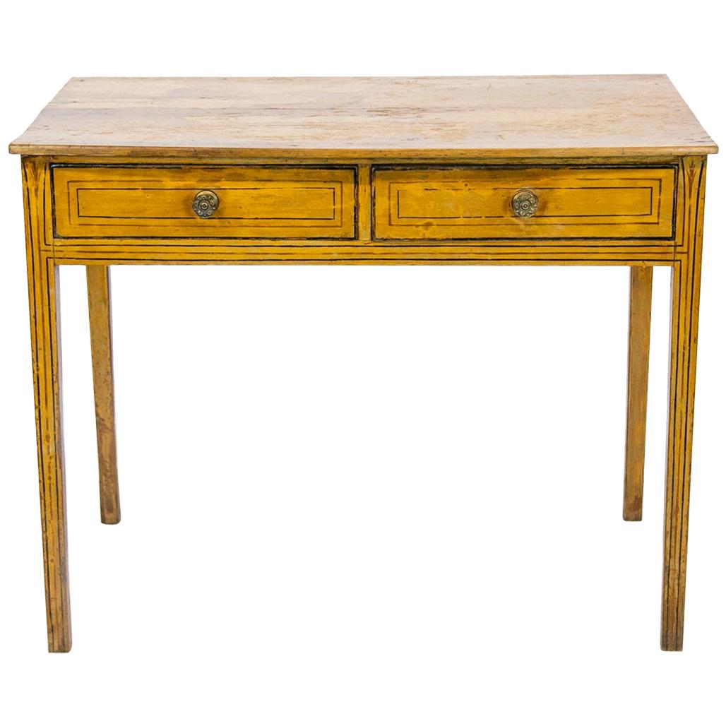 English Pine Two-Drawer Painted Side Table