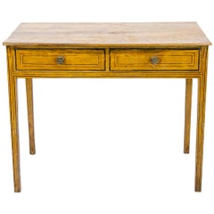 Antique English Pine Two-Drawer Painted Side Table