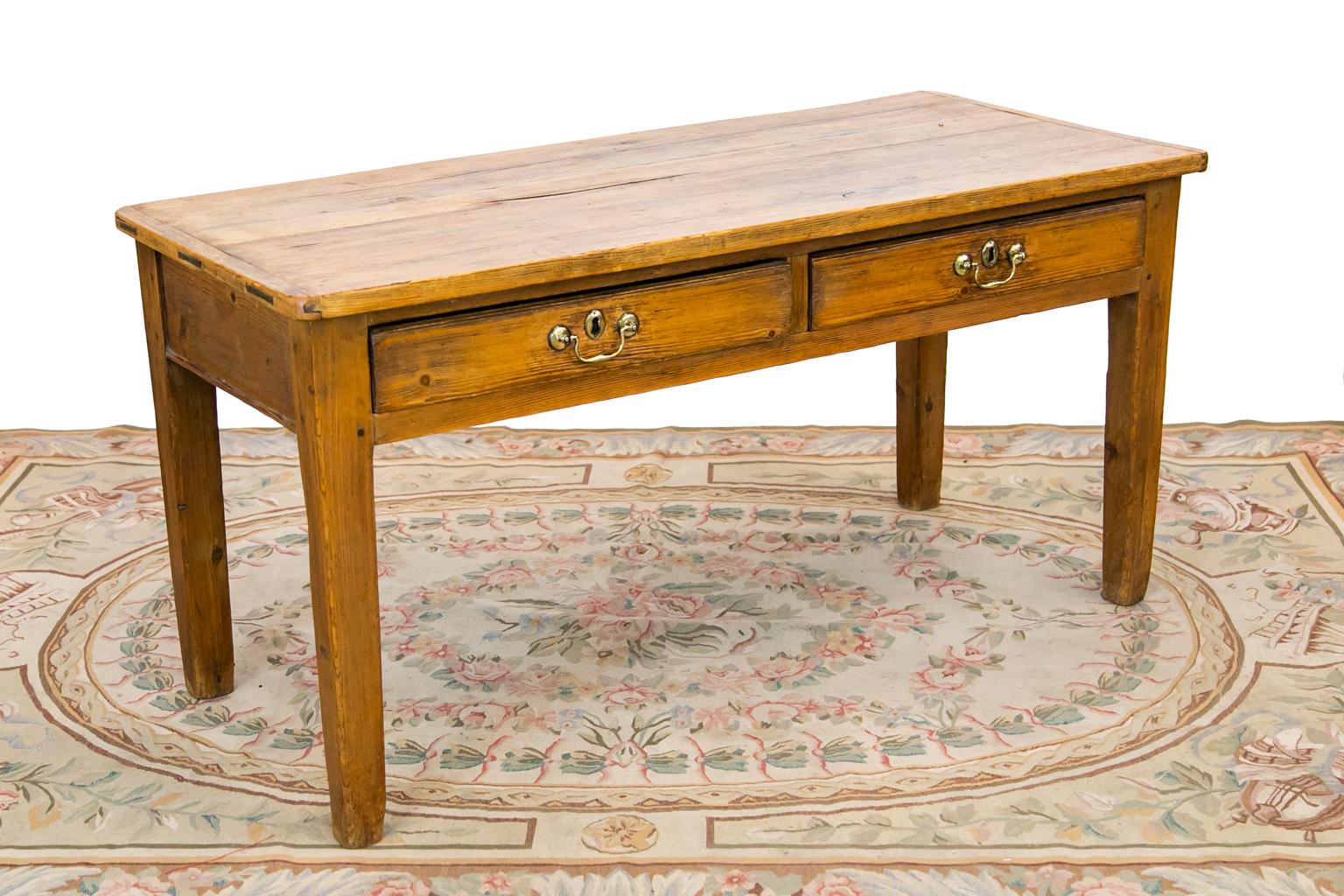 English Pine Two Drawer Serving Table For Sale 2