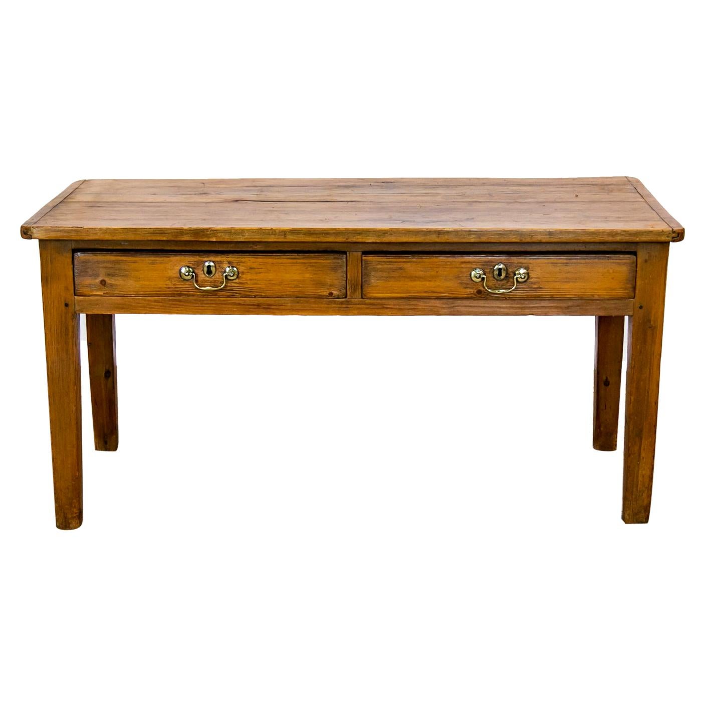 English Pine Two Drawer Serving Table