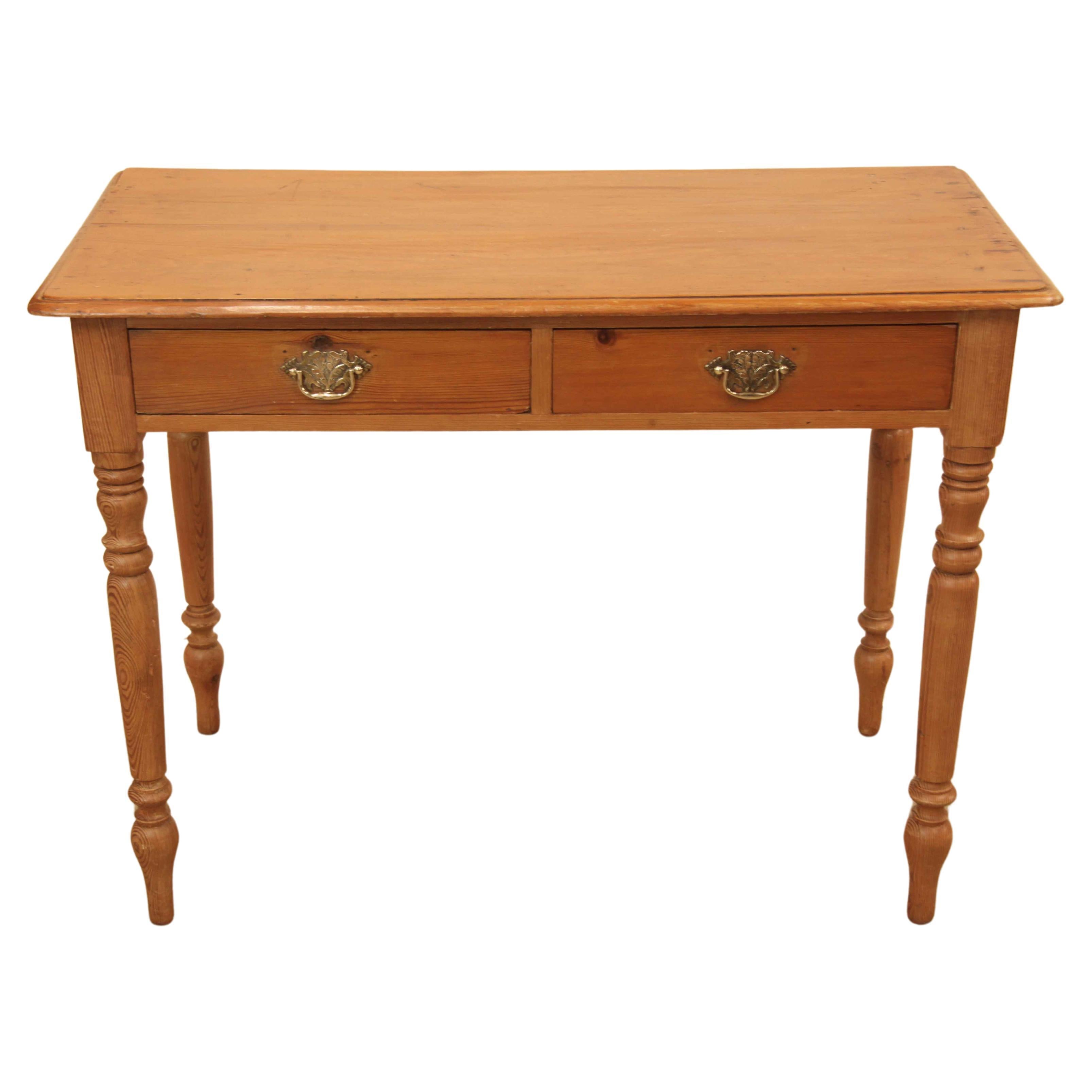 English Pine Two Drawer Side Table