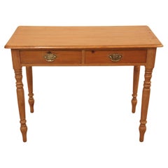 Antique English Pine Two Drawer Side Table