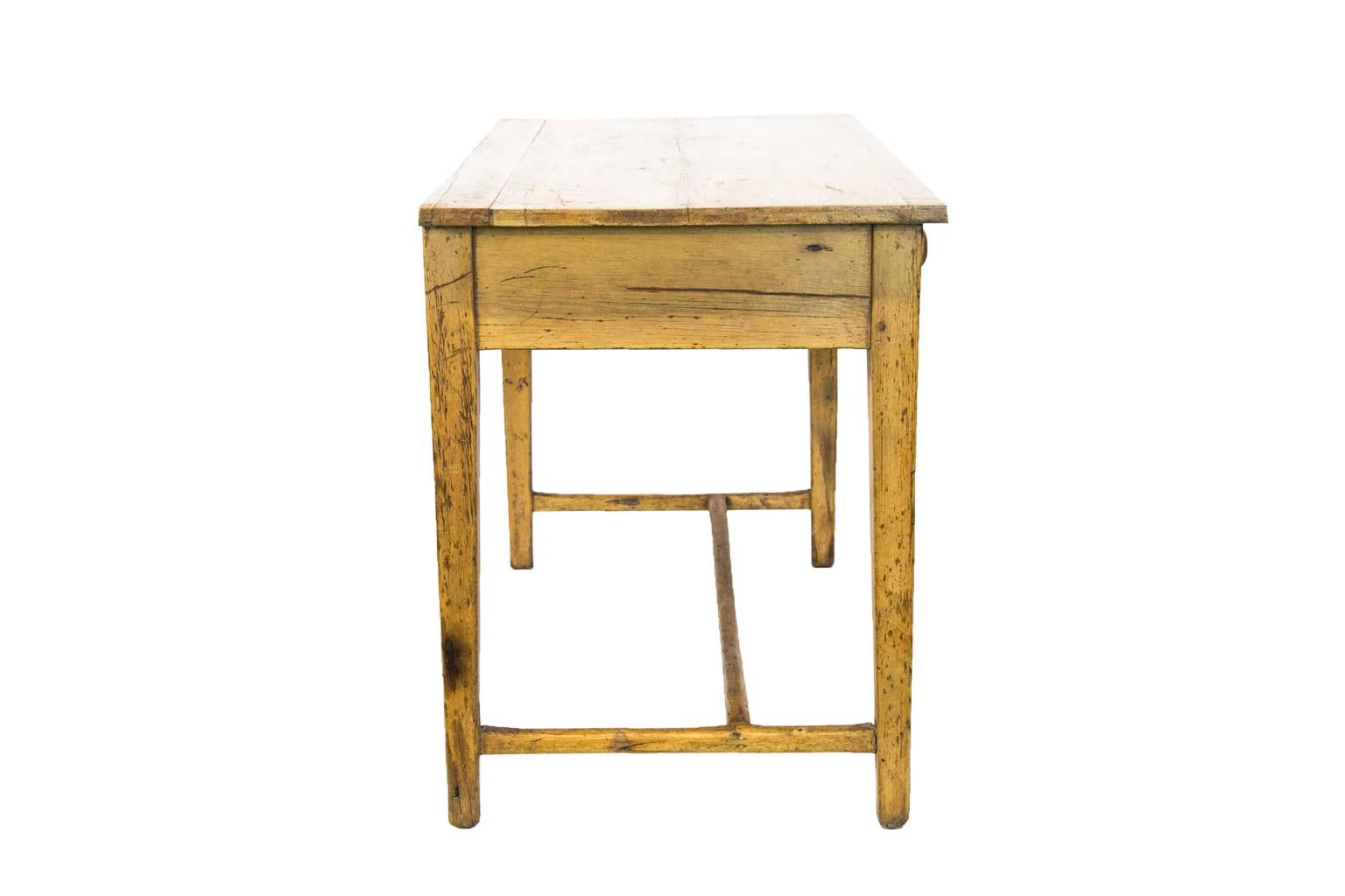 English Pine Two-Drawer Stretcher Table 6