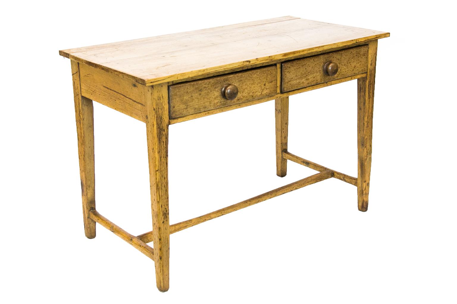 English Pine Two-Drawer Stretcher Table 5