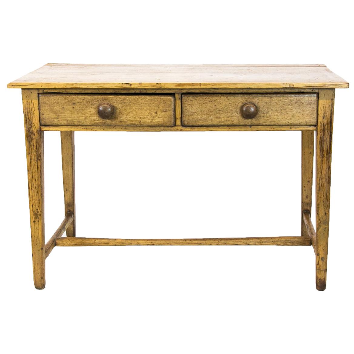 English Pine Two-Drawer Stretcher Table