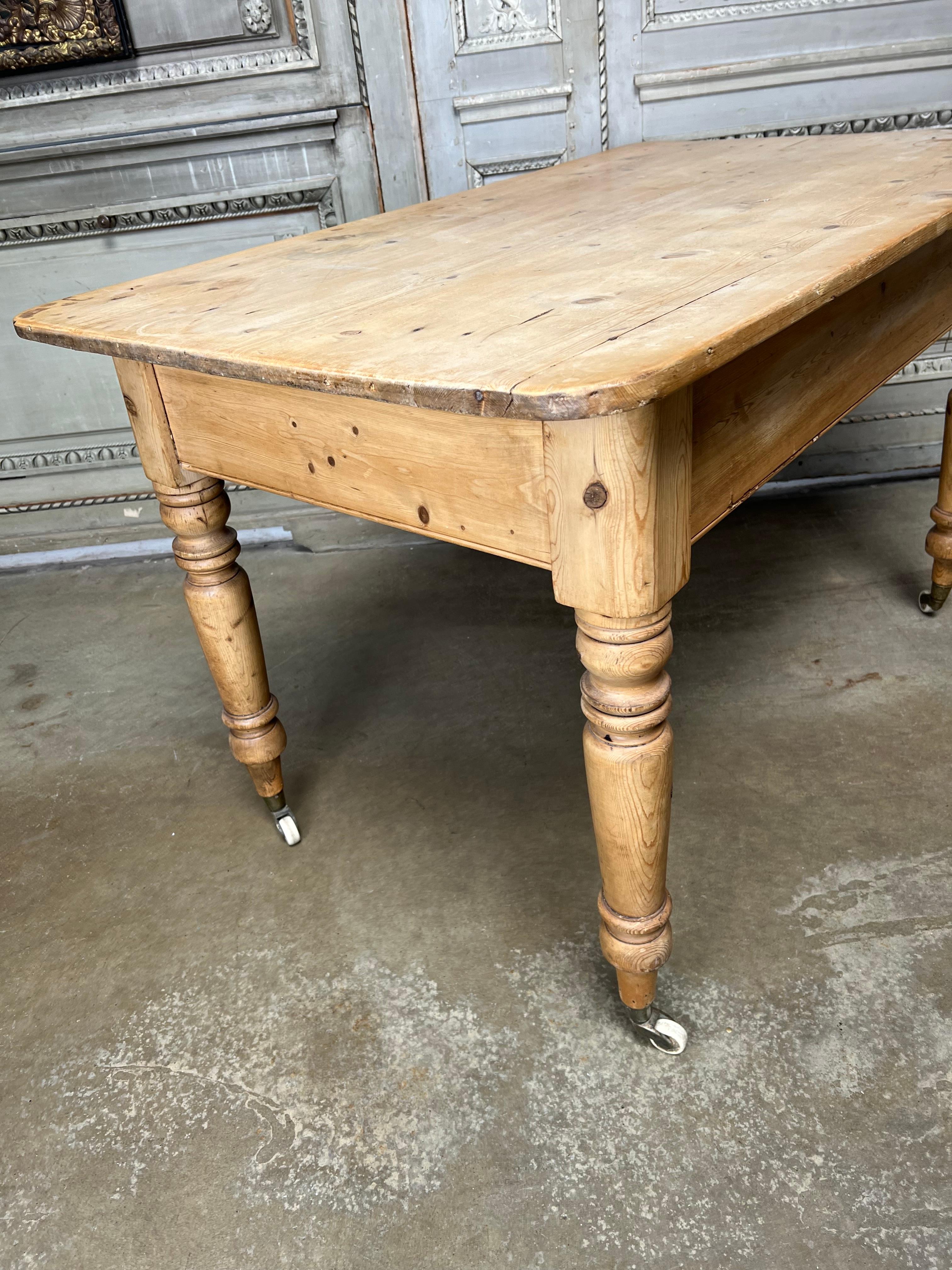 19th Century English Pine Victorian Kitchen Work Table