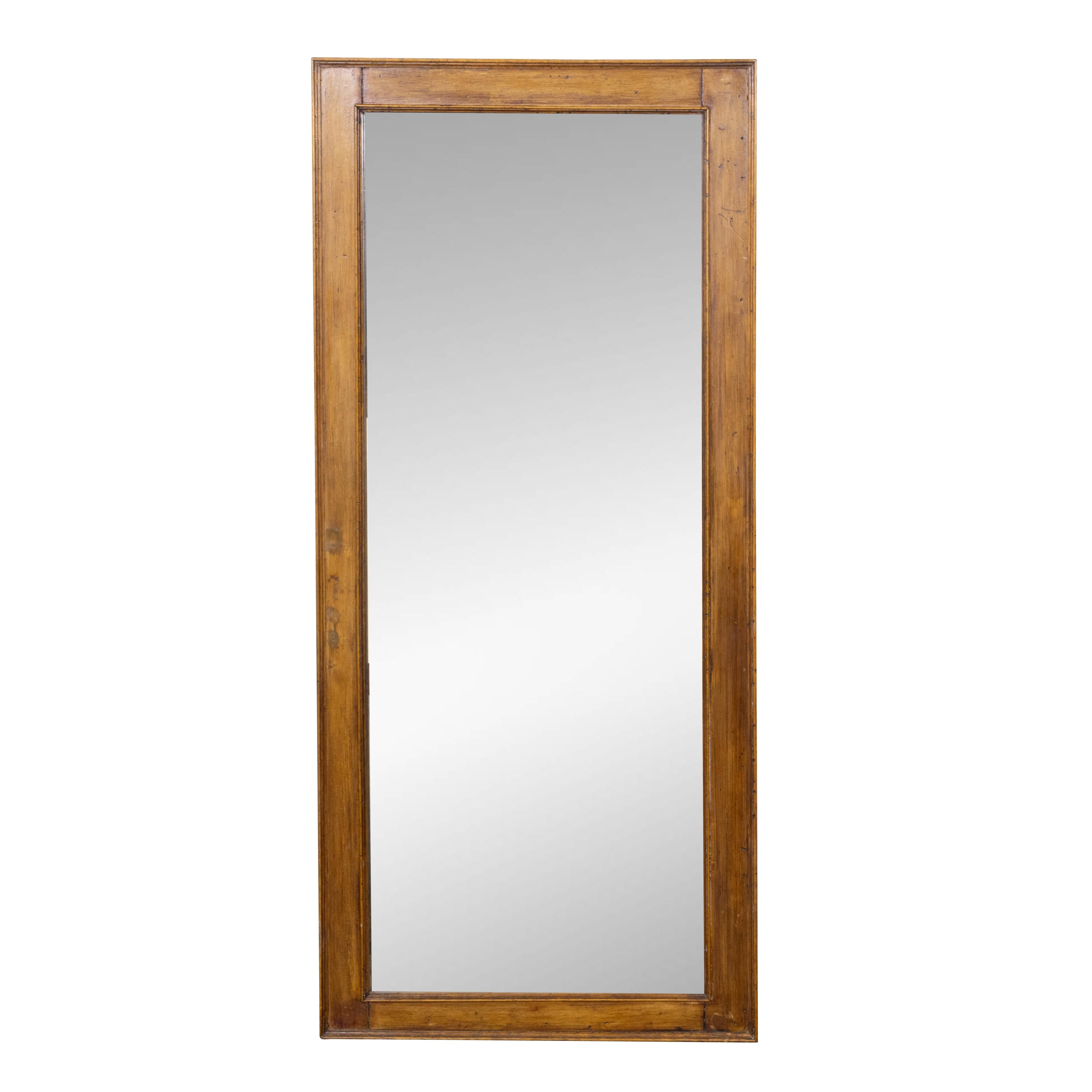 English Pine Wall Mirror with Simple Moulded Frame, circa 1900