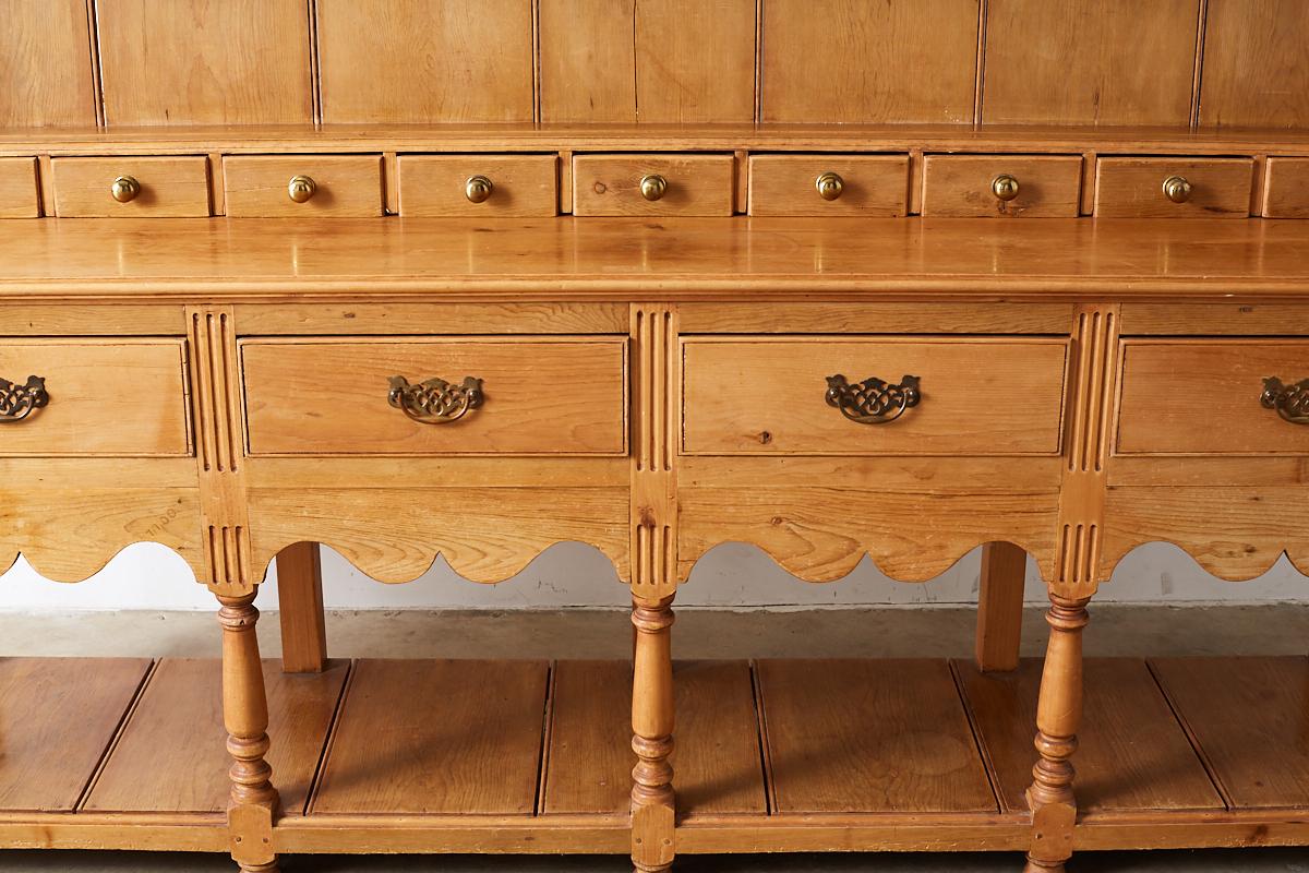 English Pine Welsh Dresser with Pot Board and Rack 10