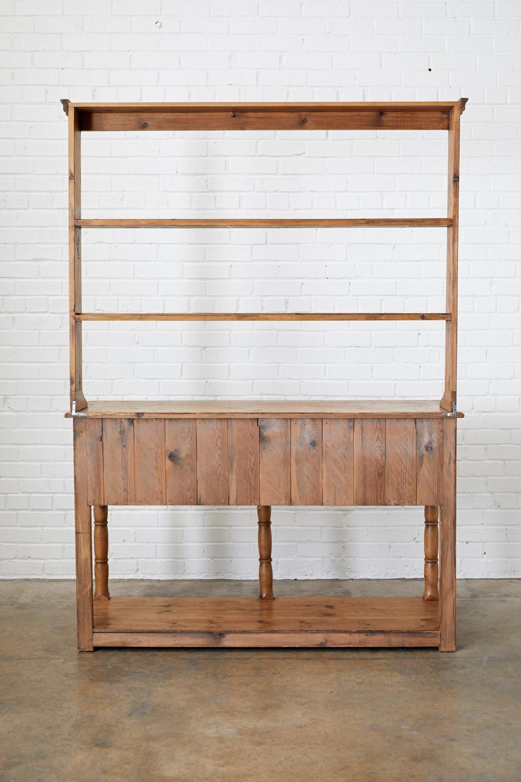 English Pine Welsh Dresser with Pot Board and Rack 12