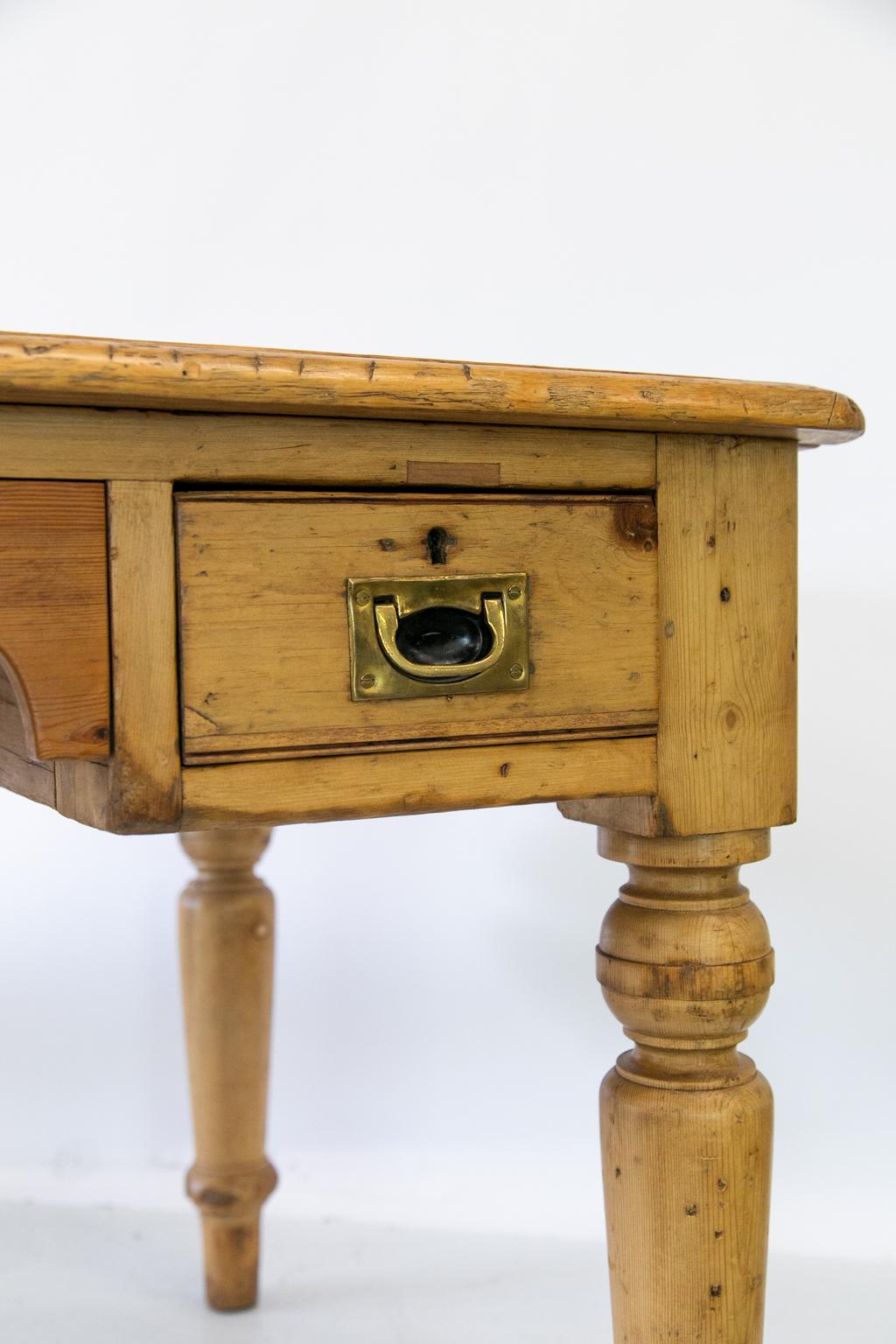 Brass English Pine Writing Table