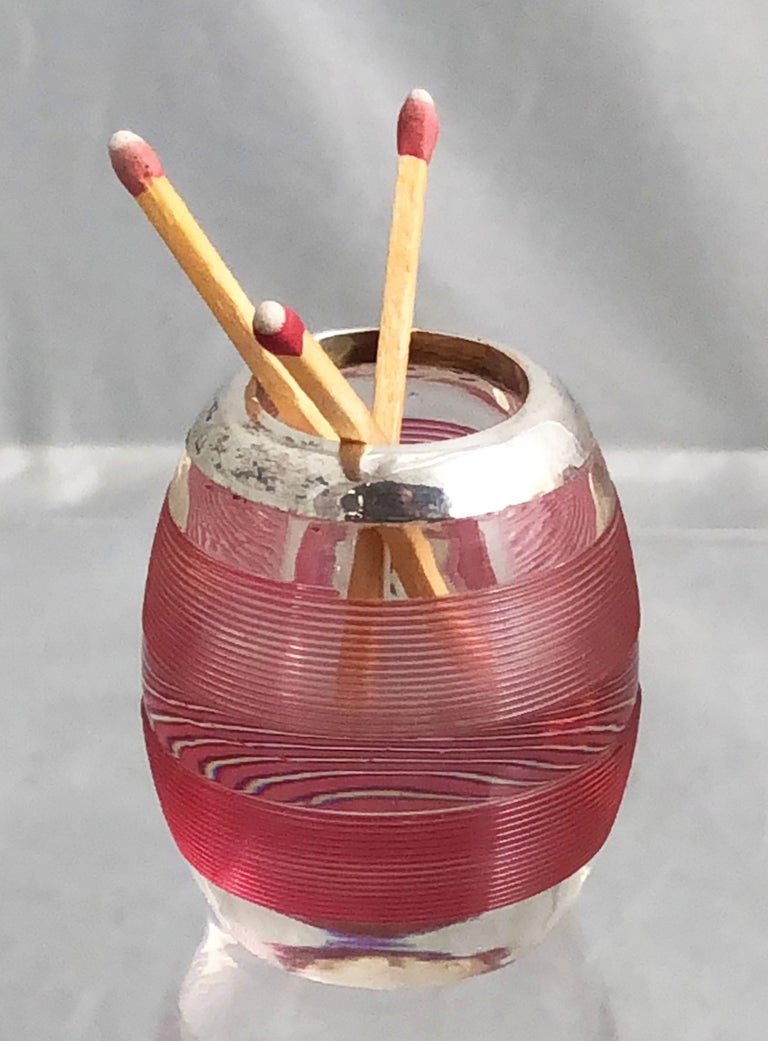 English Pink Match Striker with Sterling Silver Rim at 1stDibs