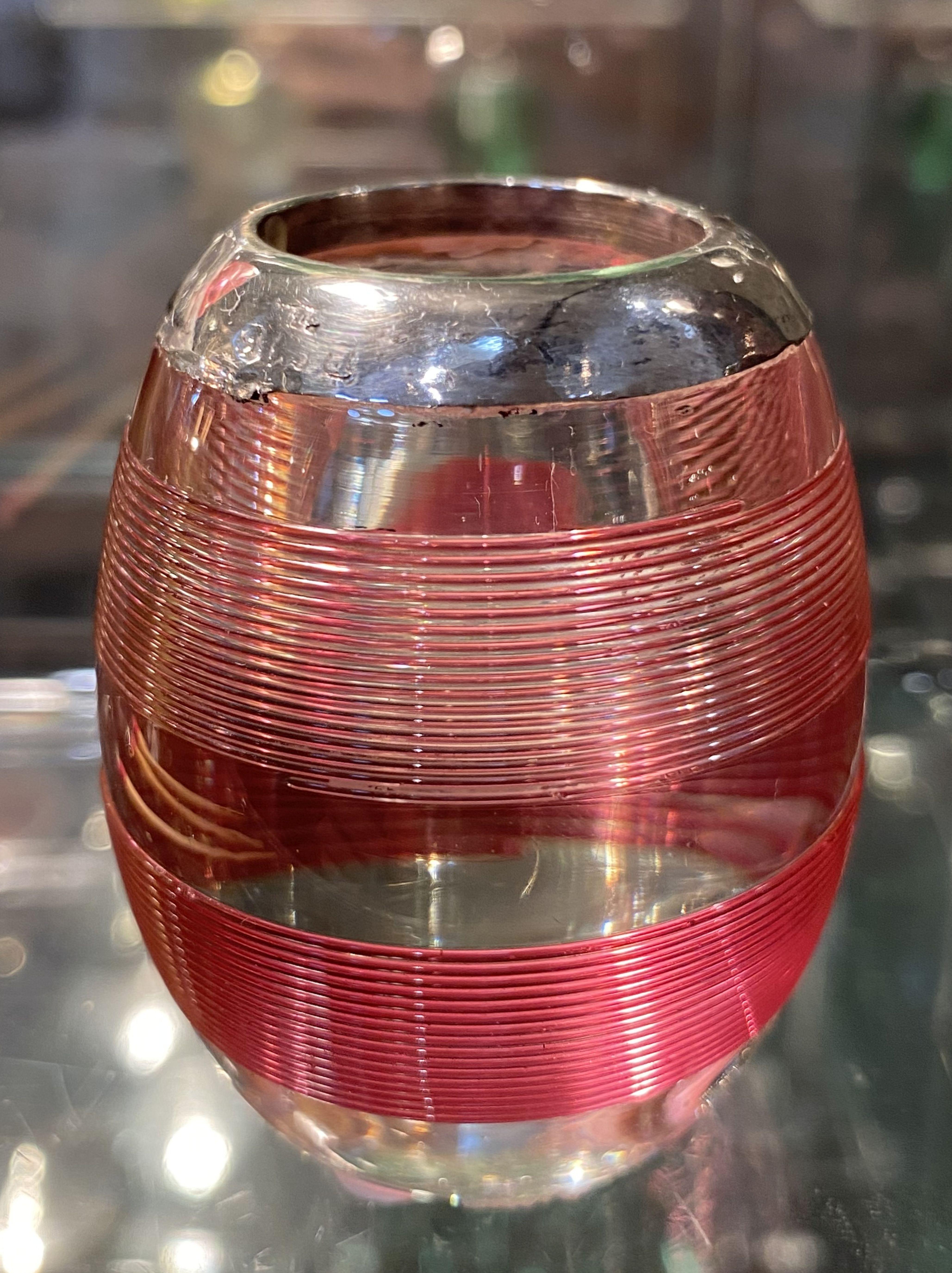 Metal English Pink Match Striker with Sterling Silver Rim