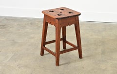 English Pitch Pine Clover Stool Circa 1920