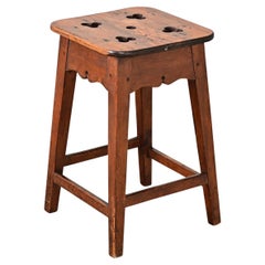 English Pitch Pine Clover Stool Circa 1920