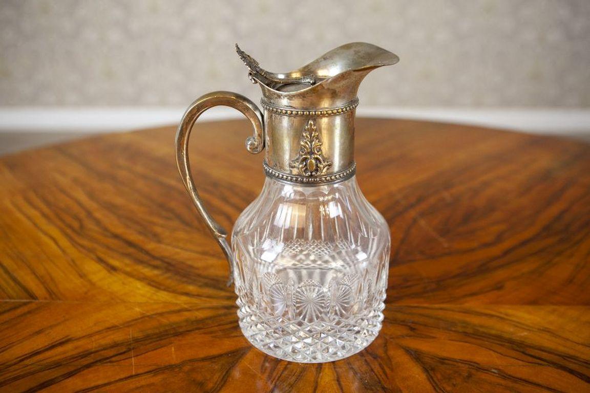 English Pitcher With Silver-Plated Handle From the Turn of the Centuries In Good Condition For Sale In Opole, PL