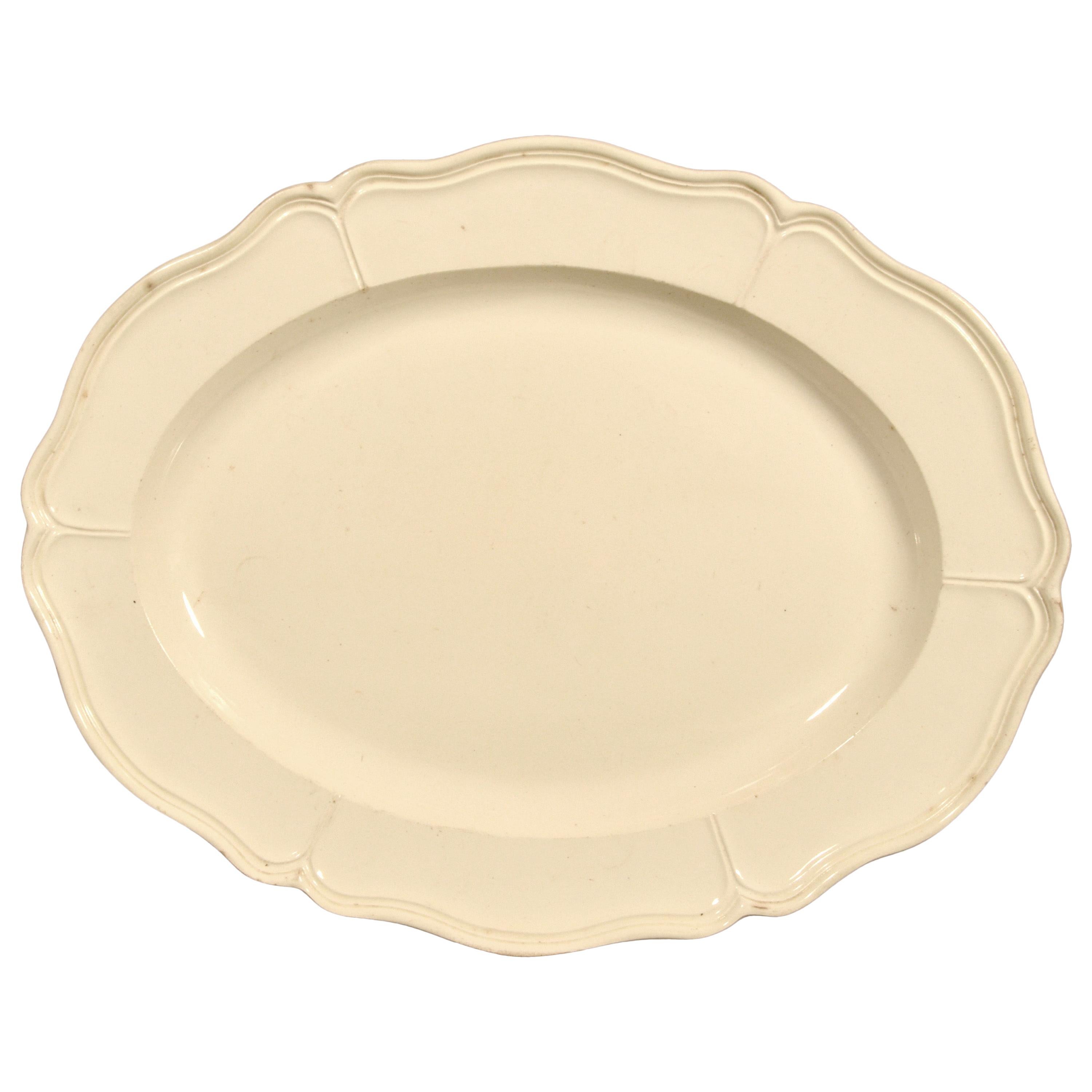 English Plain Creamware Large Oval Dish, circa 1770-1785