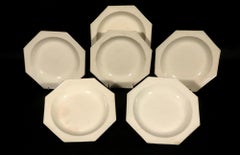English Plain Creamware Soup Plates- a Set of Six