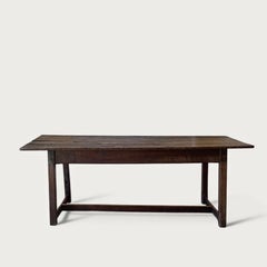 English Plank Top Rustic Oak Dining Table Early 18th Century