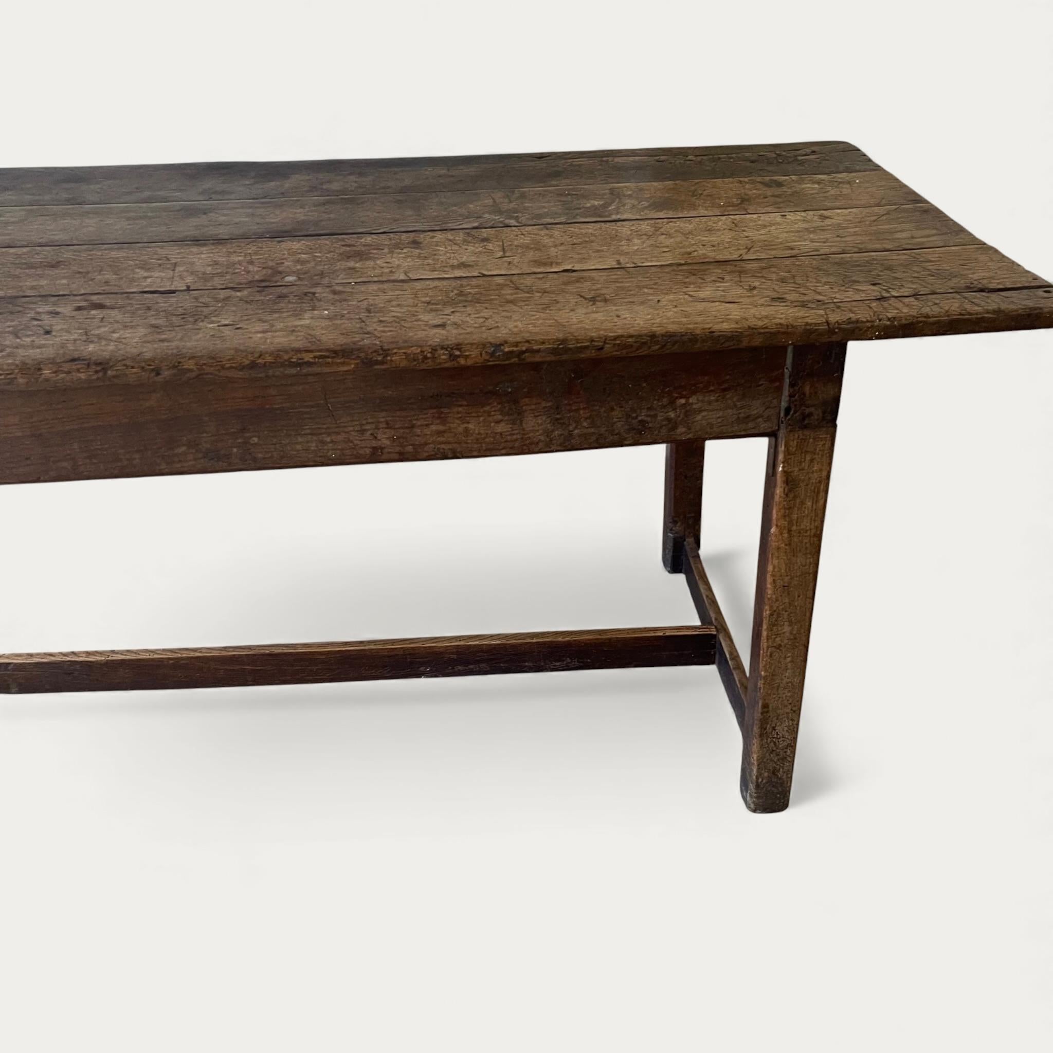 Englisch Plank Top Rustic Oak Dining Table Early 18th Century im Zustand „Gut“ im Angebot in CA, CA