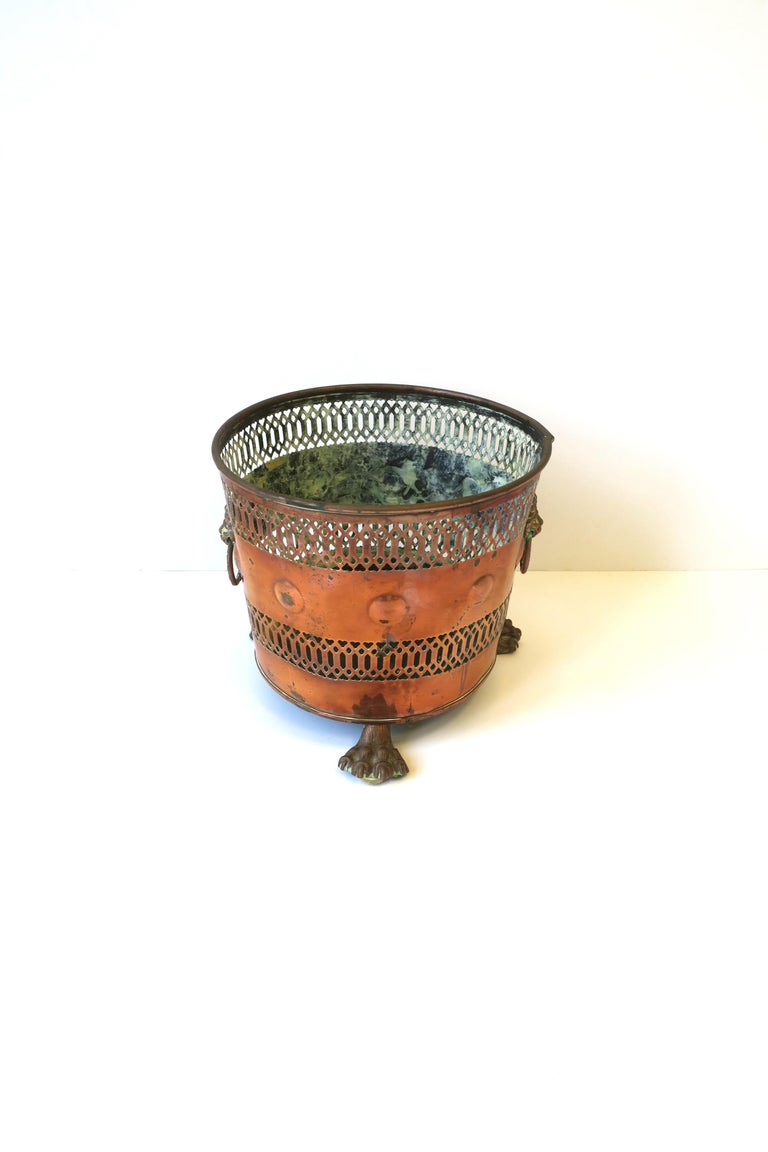 English Plant Flower Pot Holder Cachepot Jardiniere Lion Paw Feet