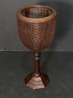 English Plant Stand or Jardiniere of Caned Mahogany from the Edwardian Era