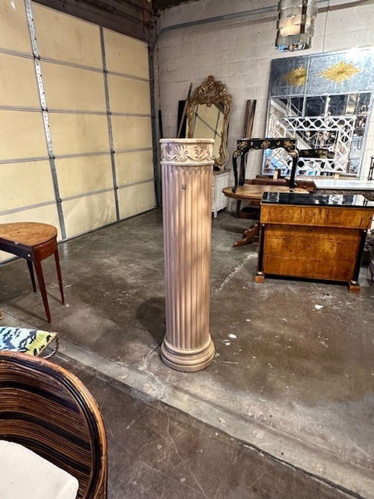 19th century English carved and bleached tall column, planter or pedestal. Circa 1870. A timeless and classic touch for a fine interior.
