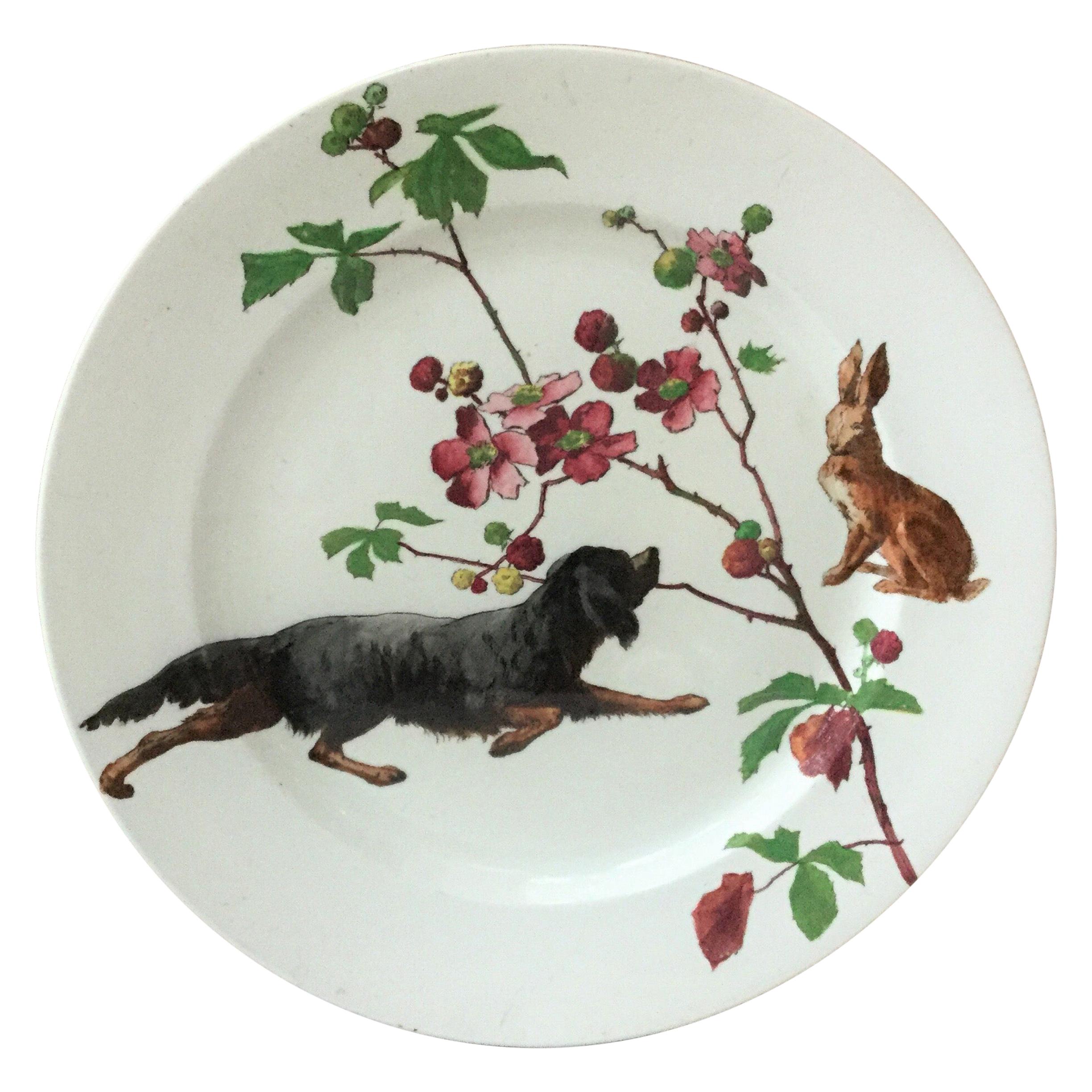 Assiette anglaise Scène de chasse Doulton Burslem, vers 1890