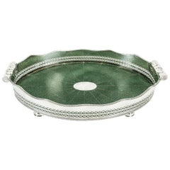 English Plated Shagreen interior High Border Gallery Tray