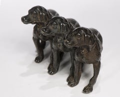English Pointer Dogs Sculpture, Cast Iron Figurine