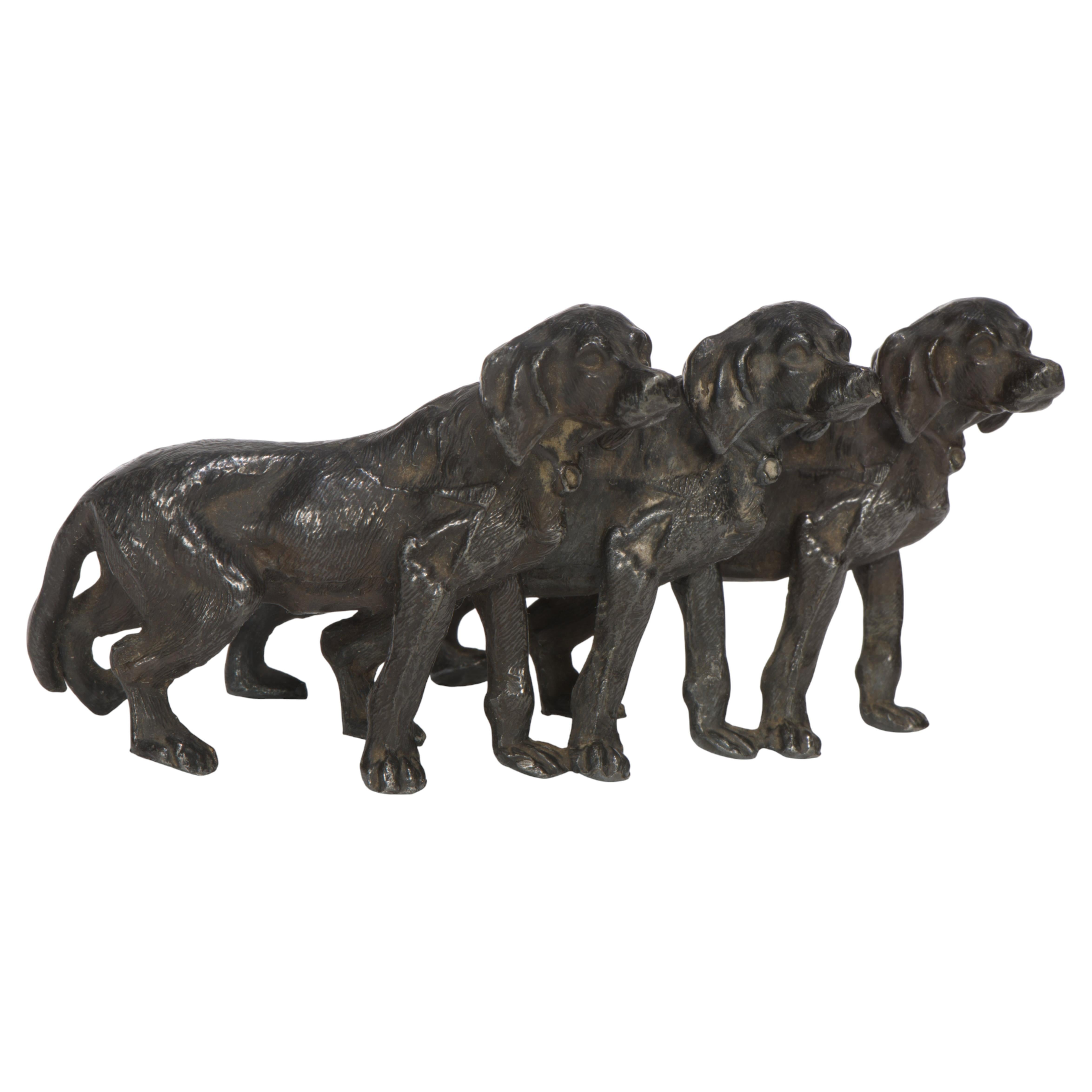 English Pointer Dogs Sculpture, Cast Iron Figurine For Sale