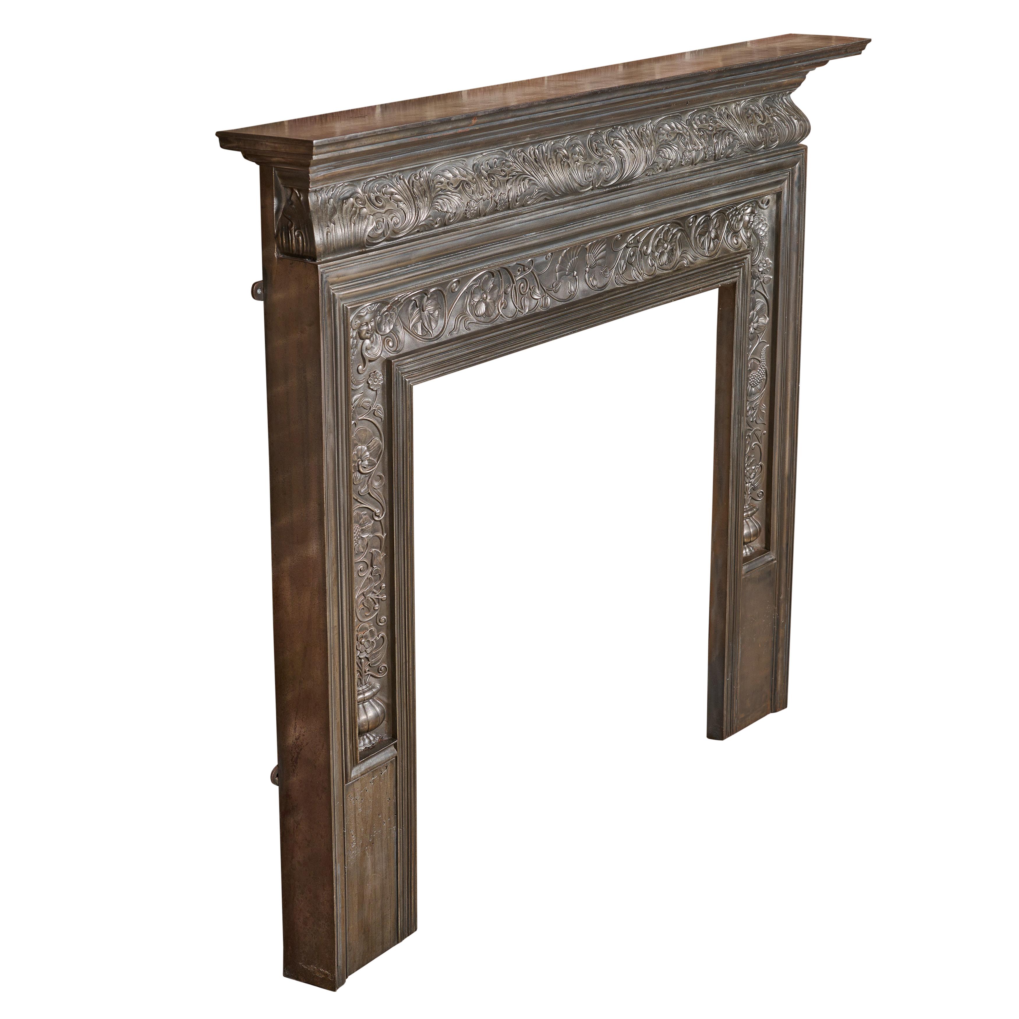 Late 19th Century English Polished Cast Iron Fireplace Surround by Coalbrookdale For Sale