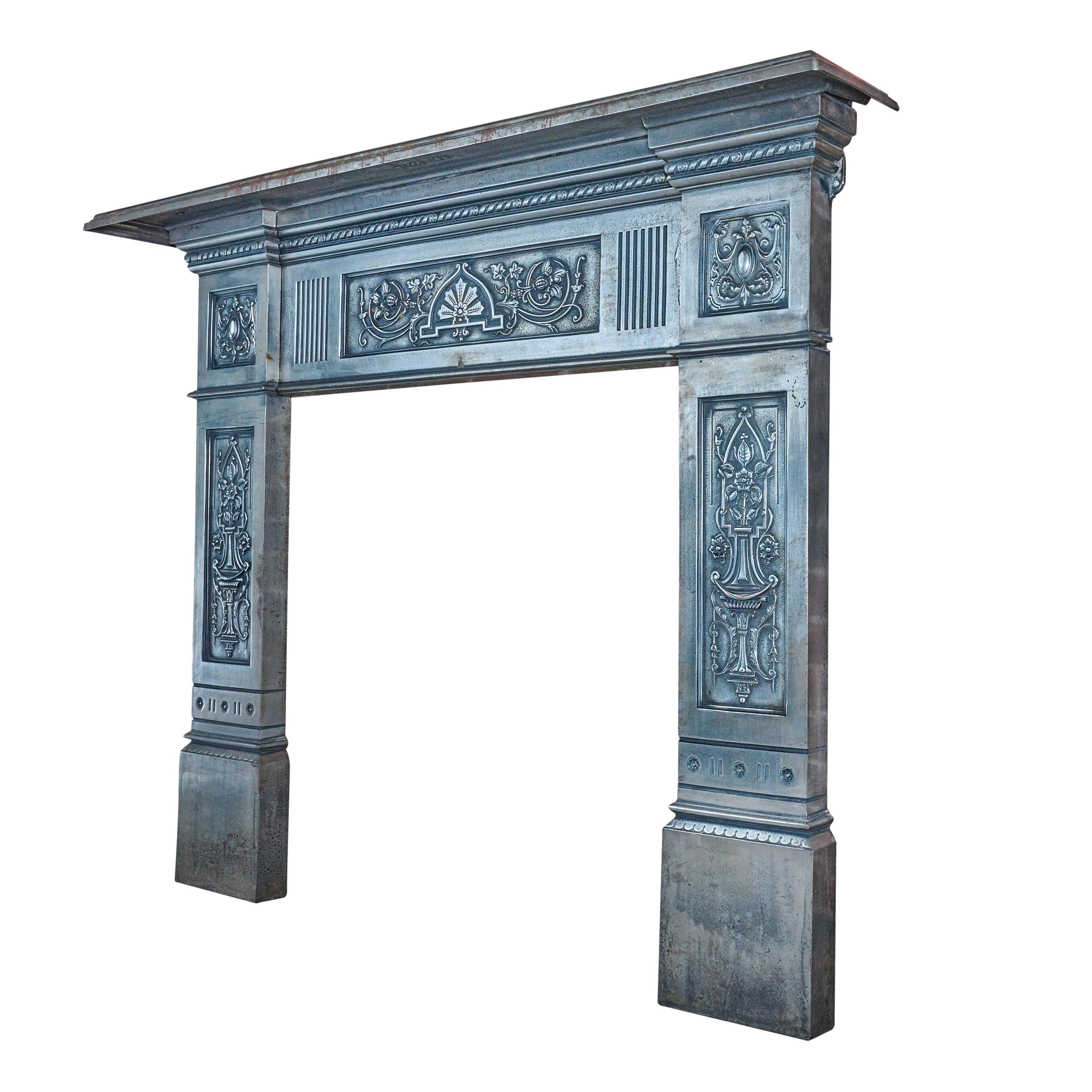 Polished cast iron fireplace surround. Great condition. Non-combustible and easily mounted.

