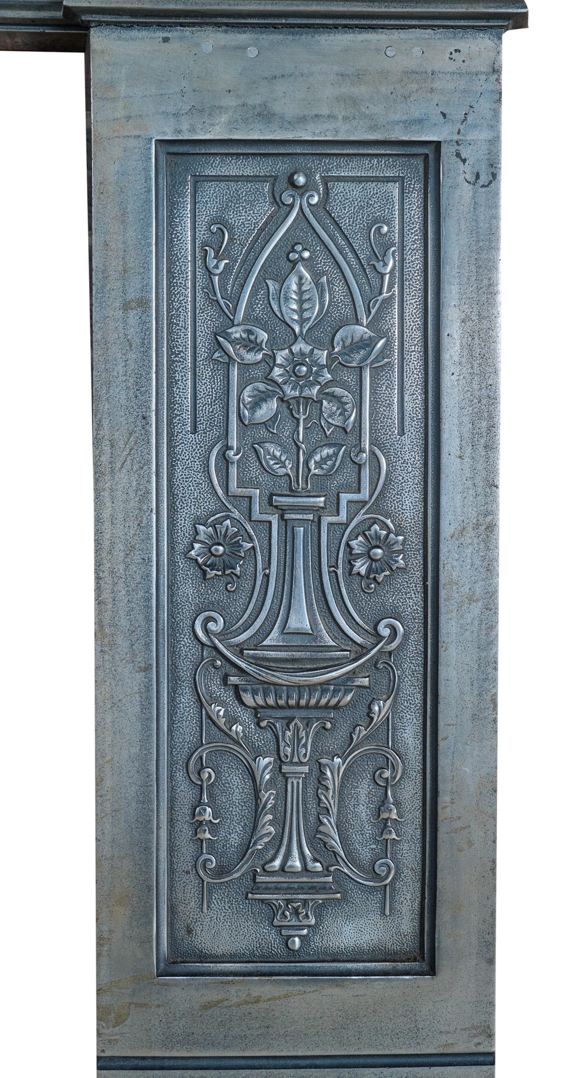 English Polished Cast Iron Fireplace Surround For Sale 2