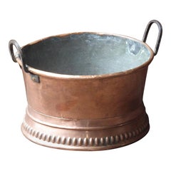 English Polished Copper Log Holder or Log Basket, 17th-18th Century