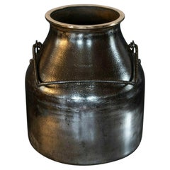 English Polished Iron & Brass Bound Milk Churn