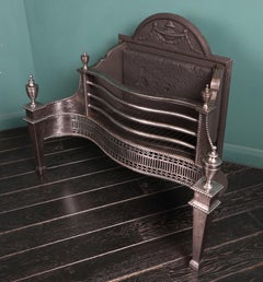 English Polished Steel Adam-Style Fireplace Fire Grate