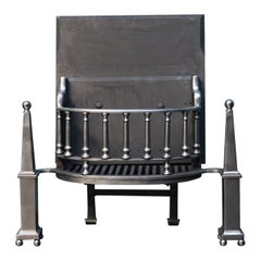 English Polished Steel Fire Grate with Pinnacle Finials