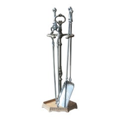 English Polished Steel Georgian Fire Companion Set, 18th-19th C