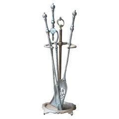 English Polished Steel Georgian Fireplace Tool Set, 18/19th C.